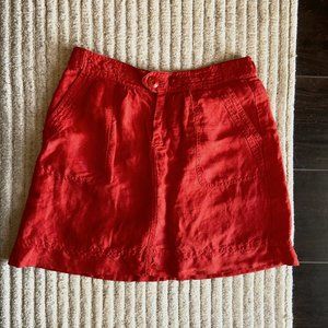 Madewell Eliot red adjustable mini skirt with pockets, Womens size 2, EUC